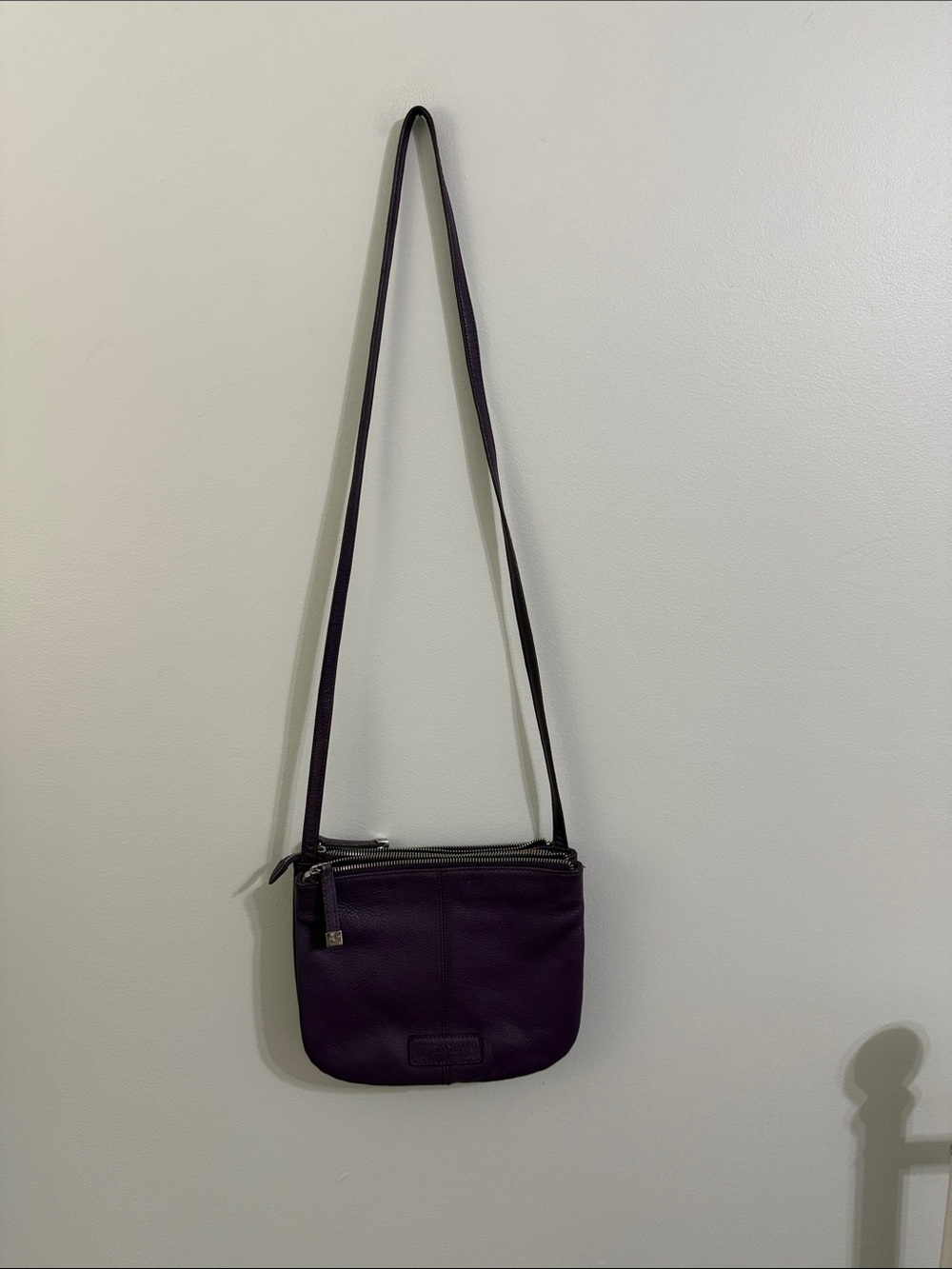 Minimalist Purple Leather Crossbody Bag with Slim Strap